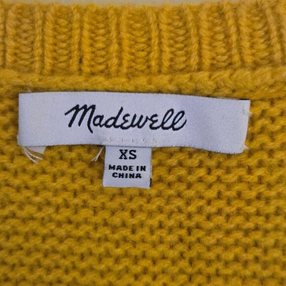 Madewell Open Sided Bobble Pullover CableKnit Wool Sweater Mustard Size XS - Picture 11 of 12